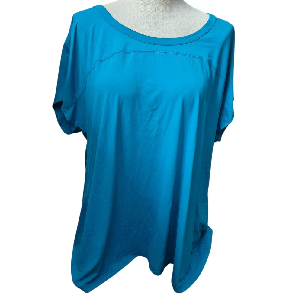 Livi Active Top Size 22/24 Nylon And Spandex Turquoise Blue
